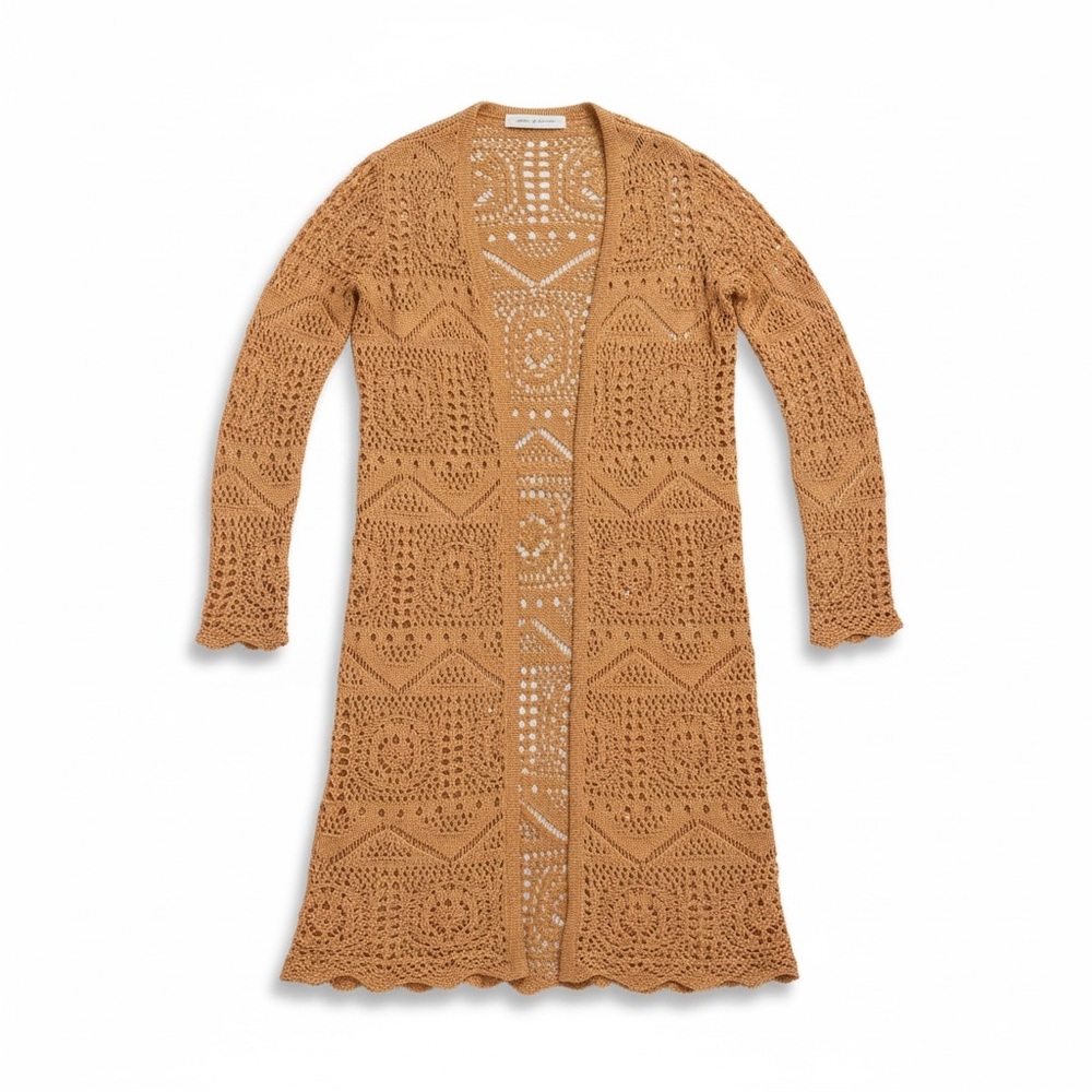 Chelsea & Theodore Camel Crochet Cardigan